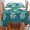 Nappe de Noël en satin classique Green / Red Snowflake Brodemery Table Couverture pour 2024 Noël Home Hotel Dining Table Table