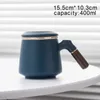 Muggar kinesiska keramik med lock och trähandtag av te -vattenseparation Filtrering Cup Home Office Supplies Gift Mug