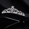 Hårtillbehör 1pc silverfärglegering Crystal Crown Accessory for Women Wedding Rhinestone Bridal Tiara