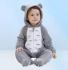 Baby Onesie Kigurumis Boy Girl Infant Romper Totoro Costume Grey Pajama z zamkiem zimowe ubrania maluch uroczy strój Cat Fancy 21052073