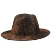 Berets Simple Outter Stripe Patchwork Women Fedoras Top Jazz Feel Wide Brim Hats Unisex Cowboy Panama Wool Fedora Шляпа