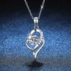 Sier S925 Sterling Necklace Mossan Stone One Heart to Heart Pendant High Carbon Stone Valentines Day Gift