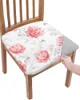 Stol täcker röda akvarellblommor Retro Seat Cushion Stretch Dining 2st Cover Slipcovers för Home El Banket vardagsrum