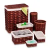 Wäschetaschen 7-teiliger Wicker Hamper und Bad Combo Set Schokolade braun