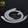 Zuanfa Fijne sieraden Hip Hop Iced Out Cuban Link ketting 13 mm 2 Rijen Dikke Solid 925 Silver VVS Moissanite Cubaanse ketting