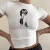 レディースTシャツワンピースカワイイシャツ女性アニメヴィンテージクロップトップザサマーカジュアルハラジュク女性ヒッピーマンガ服