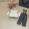 Luxus Kleinkind Bodysuit Neugeborene Trailsuits Größe 66-100 cm Feste Farbhemd Ärmele gestrickte Weste und Camisolhose 24APRIL