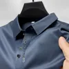 Ice Silk Stickerei Polo Shirt Sommer Lappel Elastizität T-Shirt Koreanische Mode Kurzarm Business Casual Men Clothing 240407