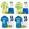 2024 Brésils Kit de football pour enfants Jerseys de football avec Copa America Cup Design et Vini Jr Nom