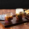 أكواب النبيذ ذات طبقة مزدوجة زهرة Lass Milk Lass Red Wine Lass Hih borosilicate lass مع مقبض L49