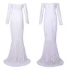 Maternity Dresses Women Ruched Floral Lace Maternity Photography Prop Long Sleeve Maxi Dress Fancy Wedding Pregnancy Gown Baby Shower Photoshoot 24412