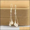 Boucles d'oreilles en perles de mode de lustre en peluche naturelle 6-7 mm 3a bijoux drop sier plaquée pour les femmes livraison de cadeaux dhlql