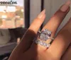 Vecalon Classic 925 Srebrny Pierścień Zestaw Owalny Cut 3CT Diamond CZ Pierścienie ślubne zaręczynowe dla kobiet Bridal Bijoux287Z7761618