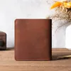 Wallets Genuine Crazy Horse Leather Men Vintage Bifold Wallet Hasp Coin Pocket Purse Cowhide Short For