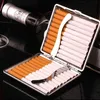 Mäns gåva High-end 20 Cigar Box Leather Metal Cigarett Storage Box Travel Outdoor Smoking Tool Lighter Accessories