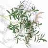 Flores decorativas 6 galhos de oliva longa árvore de haste artificial folhas de seda guirlandas florais mamãe esfera