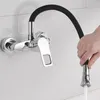 Wand gemonteerd warm/koud water keukenkraan flexibele pijp enkele handgreep 360 roteren kraanstroom/douche 2ways spuitkop