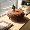 Simple Modern Rattan Woven Bed Side Table Tatami Coffee Tables Bedroom Zen Small Table Balcony Bay Window Tea Table