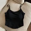 Camisoles Tanks hohlen Rücken mit BH Frauen Sommer Schlanke Brustpolster Einheitliche Farbe unter dem einteiligen Rückenless sexy Top untergraben