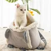 Cat Carriers Warm Pet Carrier Bag Small Dogs Backpack Winter Soft Plush Pets Cage For Outdoor Travel Hanging Chest Bags Supplies
