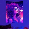 Крутая курящая девушка ультрафиолетовое ультраактивное гобелен хиппи психоделические гобелена эстетическая эстетика каваи на стене на стене