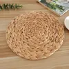 Tischmatten 4pcs Weave Round Tischemat geflochtene Rattan -Ladeplatten und Serviettenhalter für Abflusspolsterschale