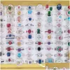 Pierścień Solitaire 50pcs/pudełko luksusowy mosiądz dla kobiet Anillos Mujer mody biżuteria geometryczna kwadratowa okrągłe pierścienie Zestaw 230612 DROP DHC7Y