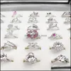 Paramètres de bijoux 36 styles anneau de perle accessoires de bricolage anneaux de mariage de mode S925 sier pour livraison de gouttes cadeaux féminines dhfju