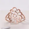 Anéis de cluster 585 Gold de ouro roxo tipo de flor oco para mulheres clássicas 14k rosa estilo chinês jóias de festas requintadas