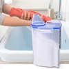 Płyn mydełka dozownik pralni proszek 4L nowoczesny przenośny z pomiarem Pucharu Organizacja Przechowywanie Bin do domu łazienki el Dorm