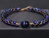 Fehame högkvalitativ naturlig lapis lazuli blå tiger ögonsten pärlor armband för kvinnor män sträcker rund armband par gåva7862945