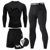 Pants Men's Compression MMA Set Long Tight Tshirt Tracksuit Clothes Men Pants Workout Bodybuilding Rashguard Men Sports Suit