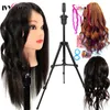 100% Human Hair Professional Coiffeur Cosmetology School Practice Head Mannequin Styling Heads Training Dolls Head with Stand