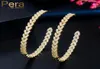 Pera 585 Gold Color Sparkling Cubic Zirconia Luxury Big Circle Round Women Hoop Earings Fashion Party Jewelry Accessories E51116872140