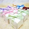 Gift enveloppe de mariage haut de gamme Favors Box Square Baptême Baptême Baby Shower Chocolate Birthday Event Party Supplies avec ruban