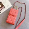 مصممي Luxurys قناة الهواتف المحمولة أكياس عالمية الحالات الشبكة الماس لـ iPhone 15 14 13 12 Pro Max Mini Samsung Leather Fashion 4 Colors