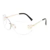 Zhang Yuanying's dezelfde high-end voor vrouwen, gepersonaliseerde Y2K-zonnebril, gebogen eendelige frameloze zonnebril