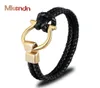 High Quality Men Jewelry Punk Black Braided Geunine Leather Bracelet Stainless Steel Anchor Buckle Fashion Bangles Charm Bracelets7664895