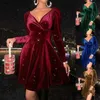 Urban Sexy sukienki rozmiar jesiennej sukienki świąteczne dla kobiet 2024 Corduroy V-Neck długa elegancka impreza świąteczne sukienki midi luksusowe ubrania ydl14 t240412