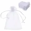 Storage Bags Encrypted White Organza Drawstring Bunch Yarn With Gift Candy Bag 100pcs Organizer Vacuum Travel