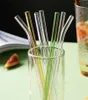 Pelas de vidro de 20 cm coloridas bebendo canudos retos borossilicato canudos curvos de vidro de vidro de palha colorida colorida para o leite coquetel