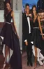 Black White High Low Satin Prom Dresses V Neck 2018 Fashion Hi Lo Party Dresses Enkla formella klänningar Kvällsklänningar Fast 5744190