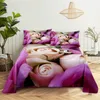 Luxury Rose Queen Shet Shet Girl Lovers Room Letting Sheets e Fillecasi Flette piatto Flemine Flemine Foglio da letto Set