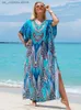 Grundläggande avslappnade klänningar 2024 Leopardtryck Kaftanklänningar för kvinnor plus Size Summer Beach Swim Cover Up Loose Fit Resort Wear Maxi Dresses Q1415 T240412