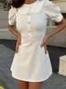 Podstawowe sukienki swobodne eleganckie kołnierzyka dla lalek Kobiet mini sukienka 2024 wiosna lato moda szczupła krótkie sukienki z guzikami slimaty