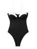 Kvinnors badkläder Push Up One Piece Swimsuit For Women Sexig V-ringning Monokini 2024 Baddräkt strandkläder rygglös simning