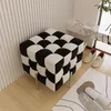 Luxury Checkerboard Bed End Stool Hallway Ottoman Furniture Fabric Sofa Stool Foot Step Stool Living Room Bench Changing Shoes S