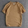 Summer American Retro 280g Shorpsleared Oneck Solid Color Tshirt Mens Fashion Simple 100 Cotton Posmed Casual Tops 240329