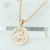 Fj 12 signo zodíaco feminino mens 585 constelação de cor de ouro rosa pingentes pingentes pisces aquarius collo de colar cadeia12698