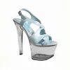 Chaussures de danse 17 cm High talons ultra minces avec des sandales en cristal épais photos montrent la femme en gros des femmes de la mode